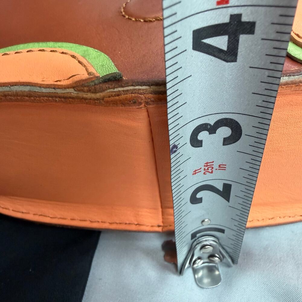 John Fluevog Mini Leather Crossbody Multicolor Orange Blue Green Shoulder Purse - Picture 12 of 16